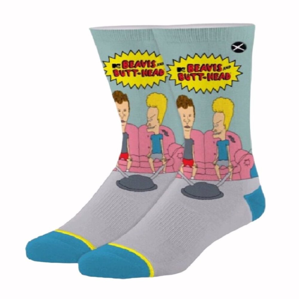 Beavis and Butt-Head Chillin on the Couch Athletic Crew Socks NEW Fast Ship